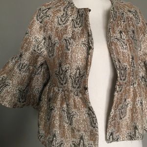 BB Dakota Metallic Silver Brocade Tapestry Swing Cropped Jacket Coat Nordstrom L